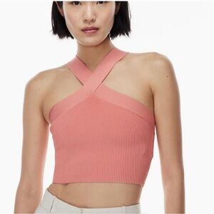 Babaton Cross-Strap Ribbed Crop Top - Rose